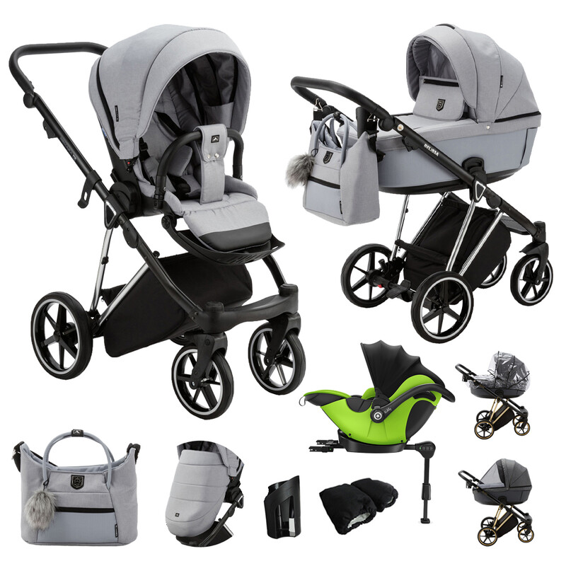 ADAMEX - Kočík kombinovaný Belissa Special Edition Grey/Silver + KIDDY Evoluna i-size 2 + základňa