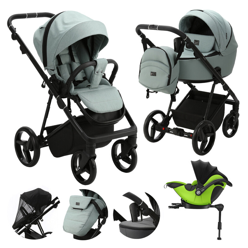 ADAMEX - Kočík kombinovaný Blanc Standard Green + KIDDY Evoluna i-size 2 + základňa