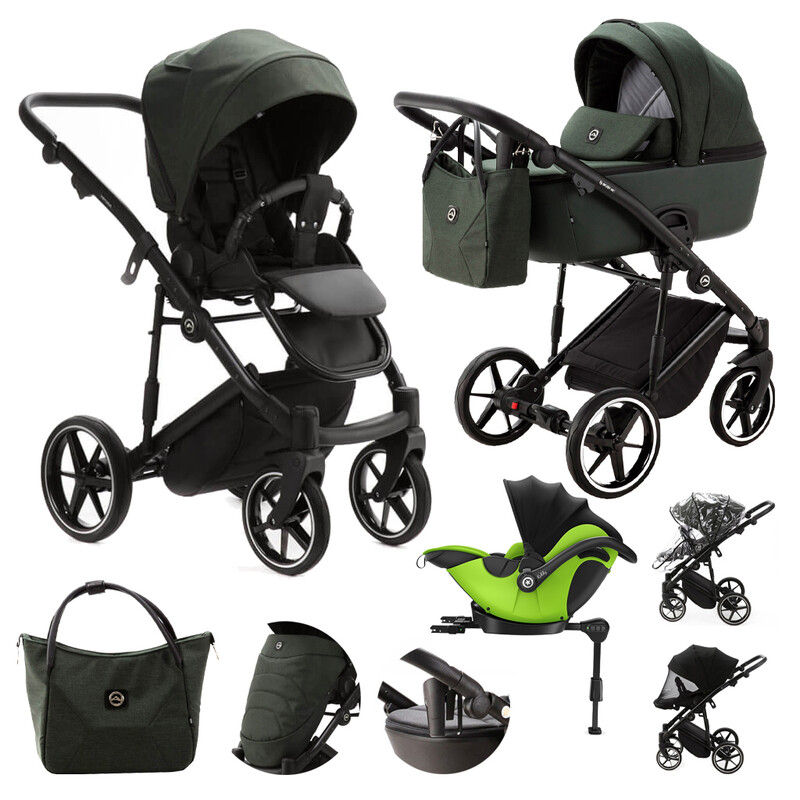 ADAMEX - Kočík kombinovaný Mobi New Lux Green + KIDDY Evoluna i-size 2 + základňa