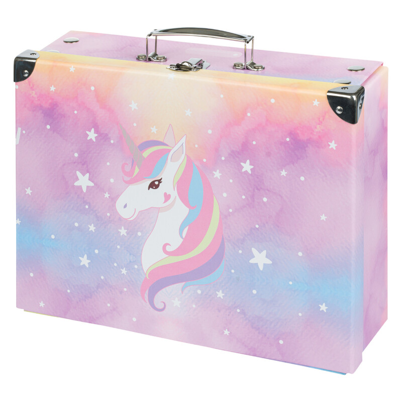 BAAGL - Skladací školský kufrík Rainbow Unicorn s kovaním