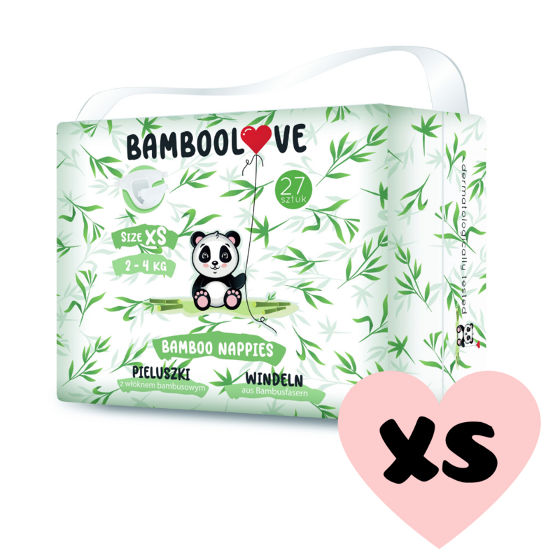 BAMBOOLOVE - Plienky jednorazové bambus veľ. XS 2-4 kg 27 ks