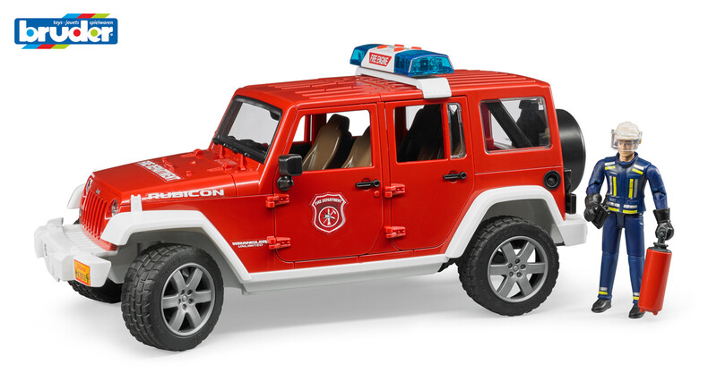 BRUDER - Záchranné autá - požiarny Jeep Wrangler s hasičom