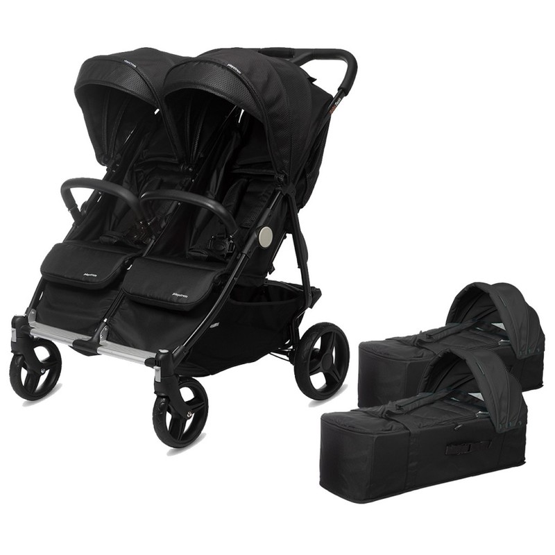 Obrázok CASUALPLAY - Playxtrem Set športový kočík pre dvojičky Baby Twinn + 2 x vanička Cot - Irongate (Black)