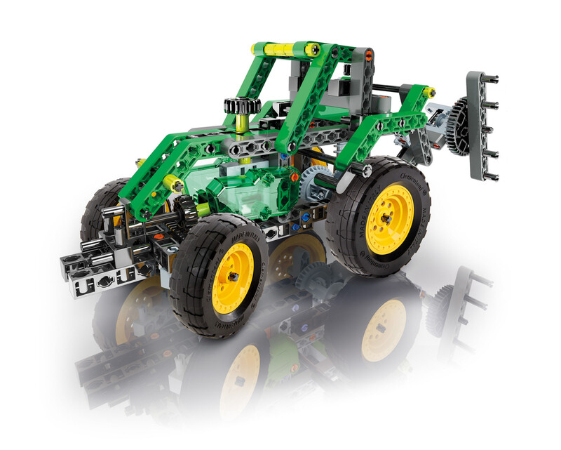 CLEMENTONI - Mechanické laboratórium - Farmársky traktor, 10 modelov, 200 dielikov