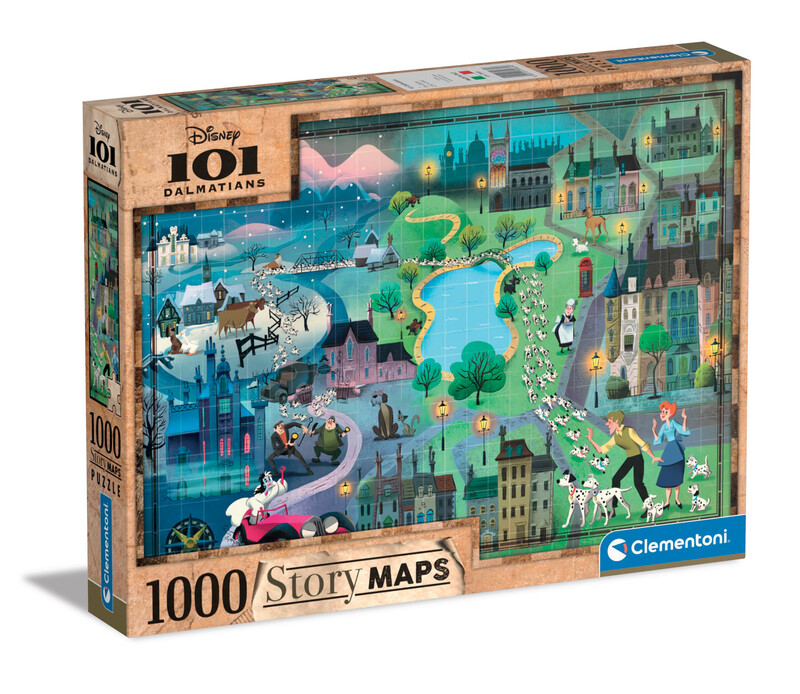CLEMENTONI - Puzzle 1000 dielikov - Disney mapa 101 dalmatíncov