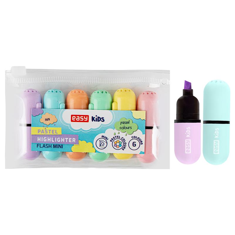 EASY - FLASH MINI PASTEL Sada zvýrazňovačov, 6 pastelových farieb