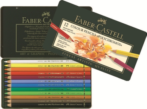 FABER CASTELL - Pastelky Polychromos set 12 ks - plech