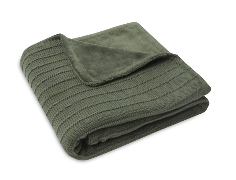 JOLLEIN - Deka pletená / zamat 75x100 cm Pure Knit Leaf Green