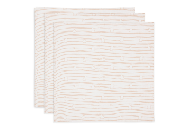 JOLLEIN - Plienky 3 ks 70x70 cm Miffy Stripe Biscuit