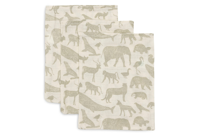 JOLLEIN - Žinky 3 ks Animals Olive Green