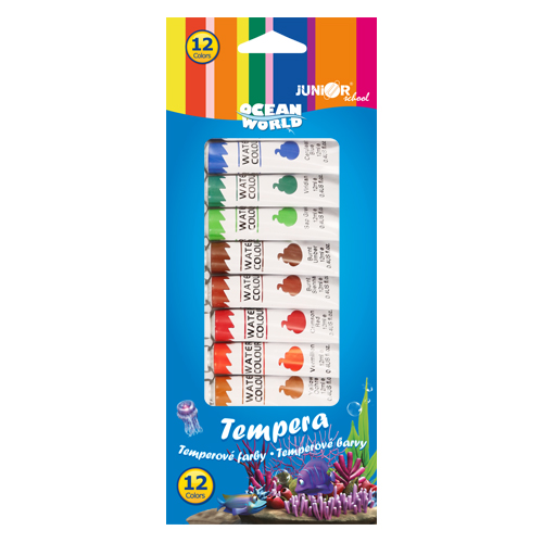 JUNIOR - Farby temperové Ocean World 12 ml - sada 12 ks