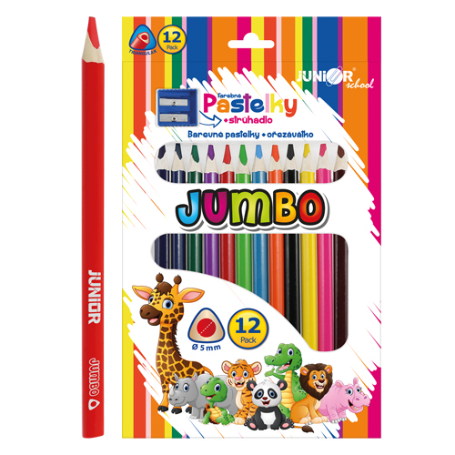 JUNIOR - Pastelky Ocean World trojhranné JUMBO 12 ks + strúhadlo