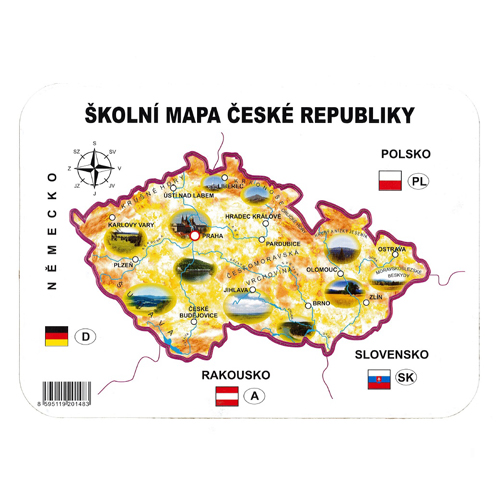 JUNIOR - Školská papierová mapa ČR šablóna geografická