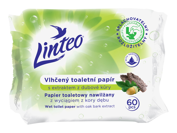 LINTEO - Vlhčený toaletný papier s extraktom z dubovej kôry 60 kusov