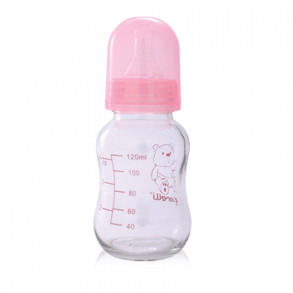 Obrázok Sklenená fľaštička Lorelli pre dojčené deti, 120ml,  pink