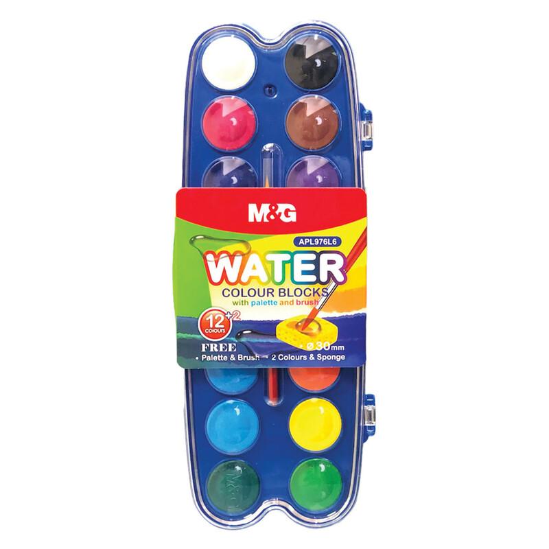 M&G - Farby vodové 12+2 farieb (30 mm) + paletka a štetec