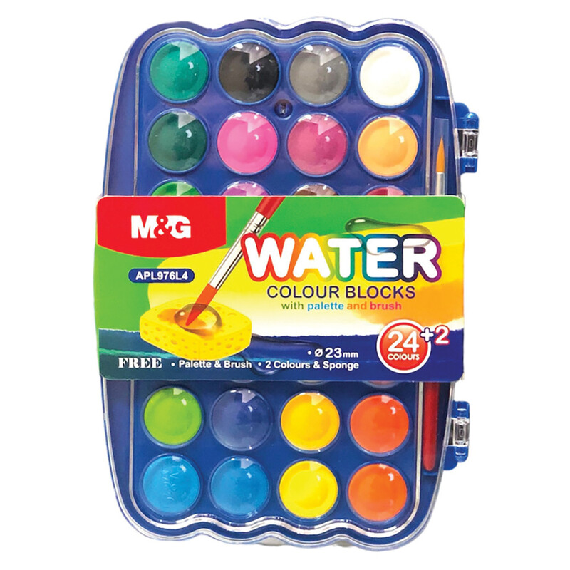 M&G - Farby vodové 26 farieb (23 mm) + paletka a štetec