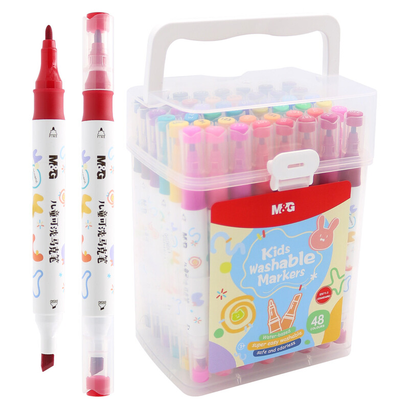M&G - Obojstranný popisovačpre deti, ľahko umývateľný - sada 48 farieb