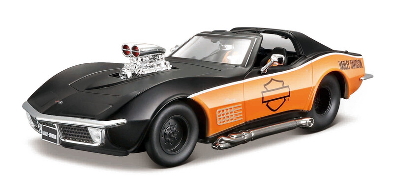 MAISTO - Harley-Davidson Custom, 1970 Chevrolet Corvette, 1:24