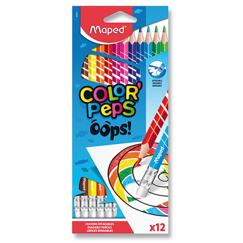 MAPED - Pastelky trojhranné "COLOR\'PEPS OOPS" s gumou sada 12 ks