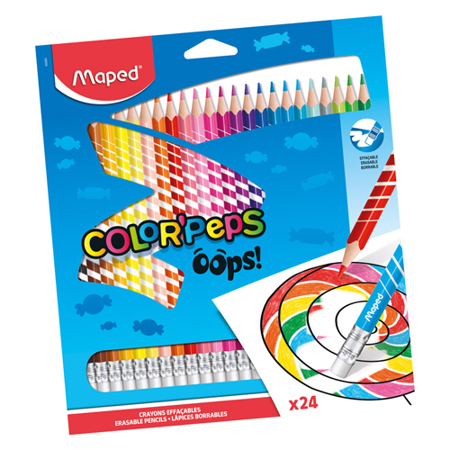 MAPED - Pastelky trojhranné "COLOR\'PEPS OOPS" s gumou sada 24 ks