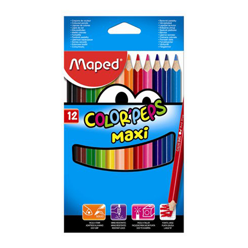 MAPED - Pastelky trojhranné - hrubé COLOR`PEPS MAXI, 12 ks