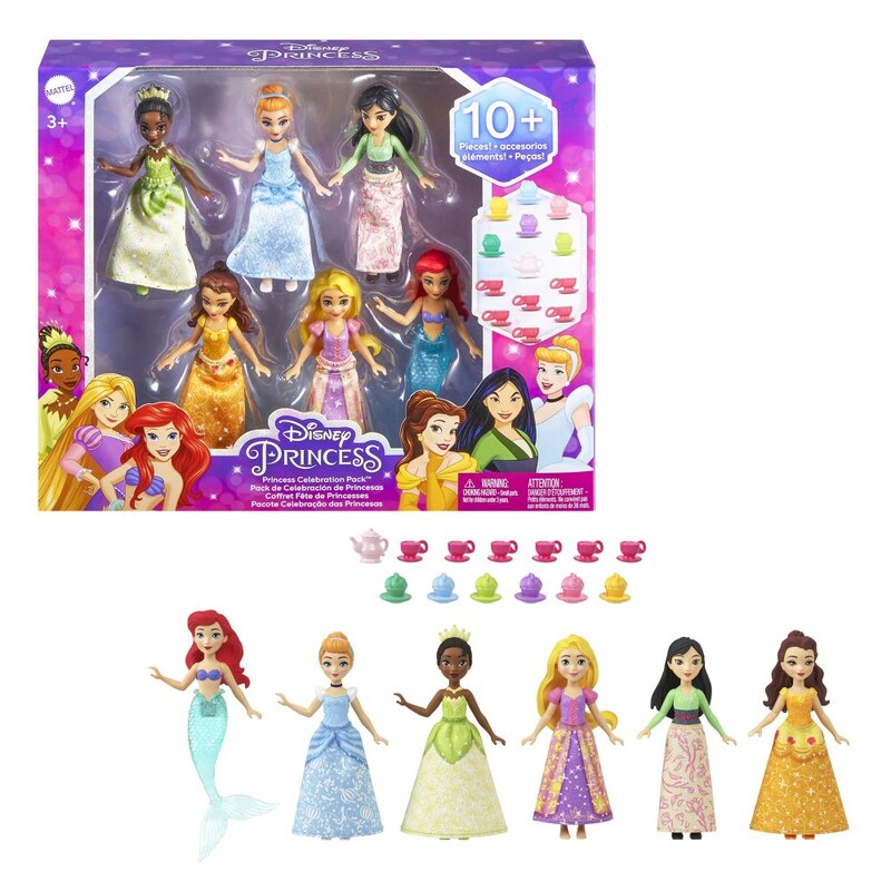 MATTEL - Disney Princess Sada 6Ks Malých Bábik Na Čajovom Dýchánku