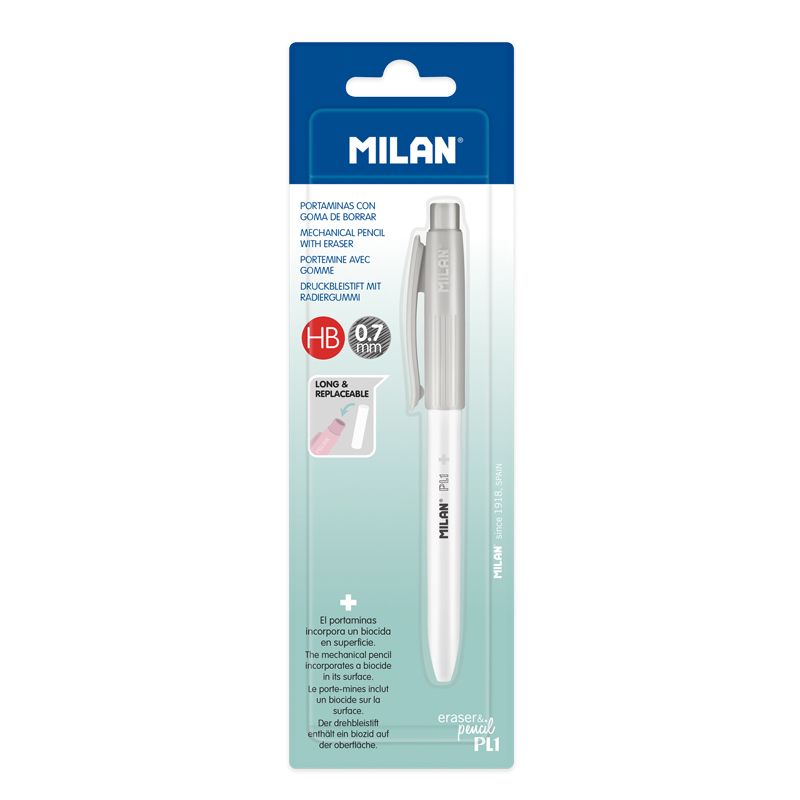 MILAN - Mikroceruzka / Pentelka PL1 Antibacterial HB 0,7 mm - šedá, blister