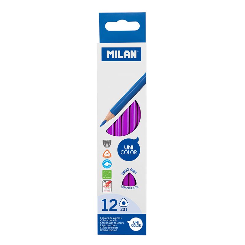 MILAN - Pastelky Ergo Grip trojhranné 12 ks, Purple