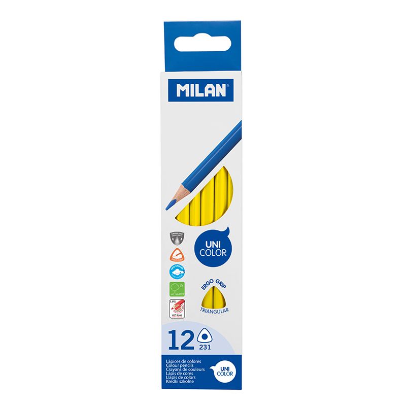 MILAN - Pastelky Ergo Grip trojhranné 12 ks, Tropical Yellow