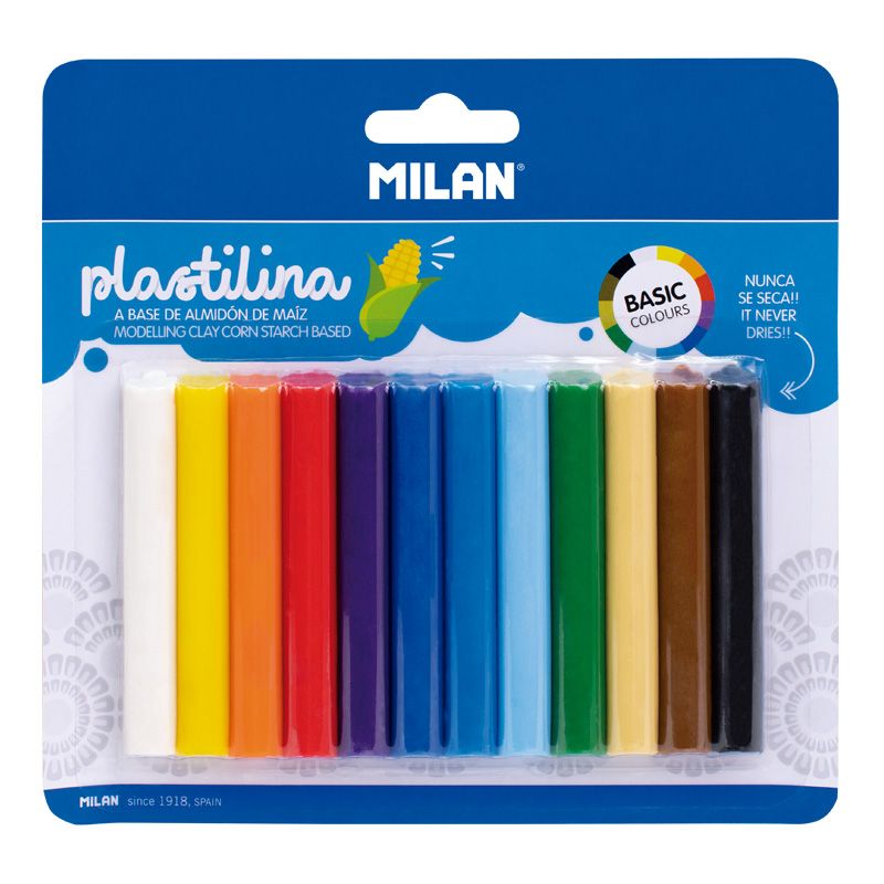 MILAN - Plastelína 12 tyčiniek v základných farbách 140 g