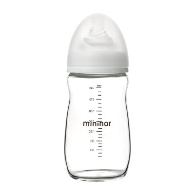 MININOR - Sklenená dojčenská fľaša 240ml 3m+