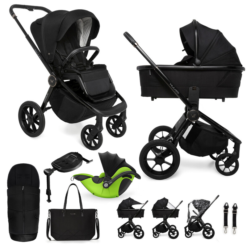 MUUVO  - Kočík kombinovaný Quick SE 2 Chromium black set 2v1 + KIDDY Evoluna i-size 2 + základňa