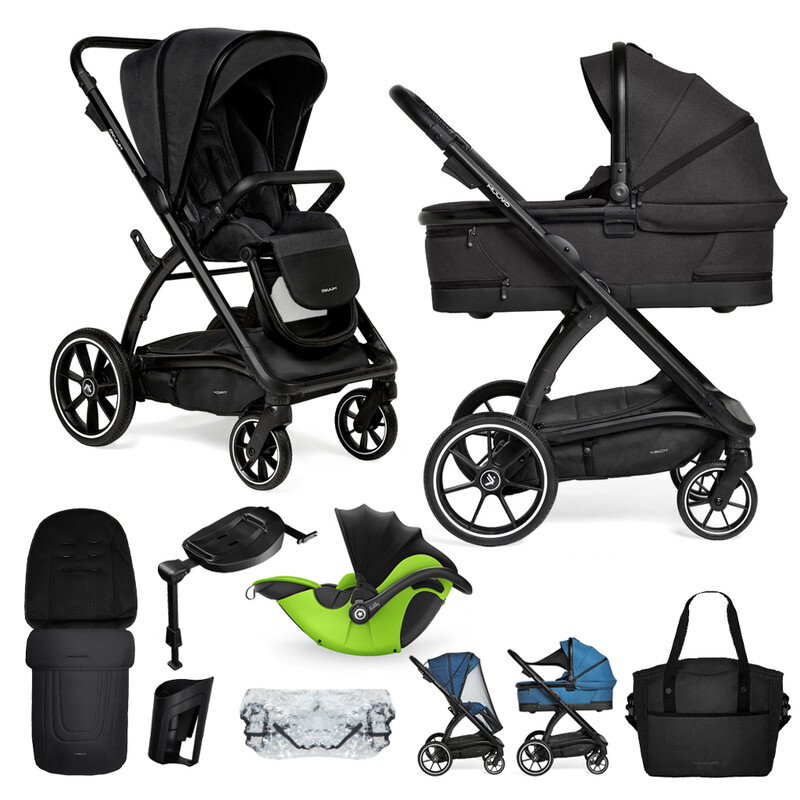 MUUVO  - Kočík kombinovaný Trick set 2v1 Jet black + KIDDY Evoluna i-size 2 + základňa