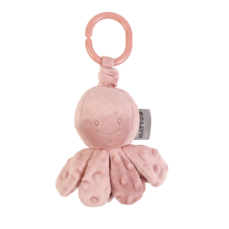 NATTOU - Chobotnička vibračná na C krúžku dusty pink 20 cm Lapidou