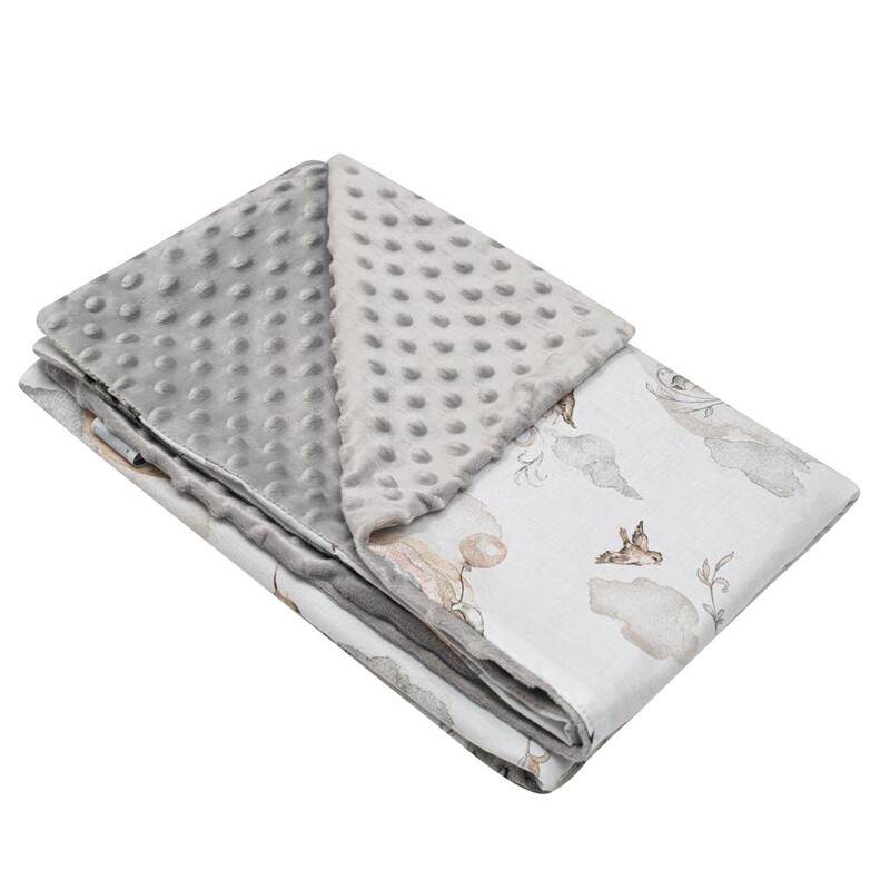 NEW BABY - Detská deka z Minky Sloníky bielo-sivá 80x102 cm