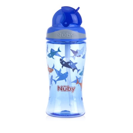 NUBY - Hrnček netečúci so sklápacou slamkou 360 ml-modrá