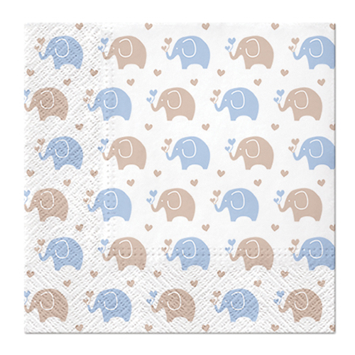 PAW - Obrúsky L 33x33cm Baby Elephants blue