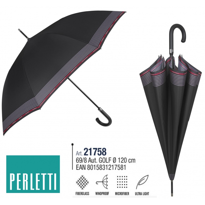 PERLETTI - Technology, Pánsky palicový dáždnik  / modrá, 21758