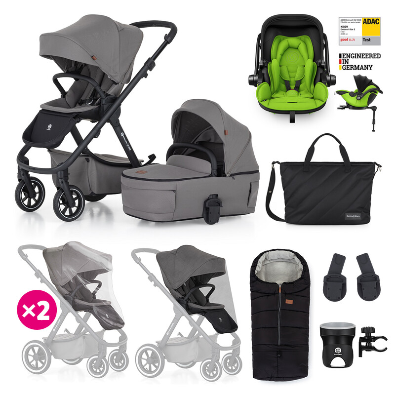 PETITE&MARS - Kočík kombinovaný ICON 2v1 Dove Grey XXL RWS + KIDDY Evoluna i-size 2 + základňa