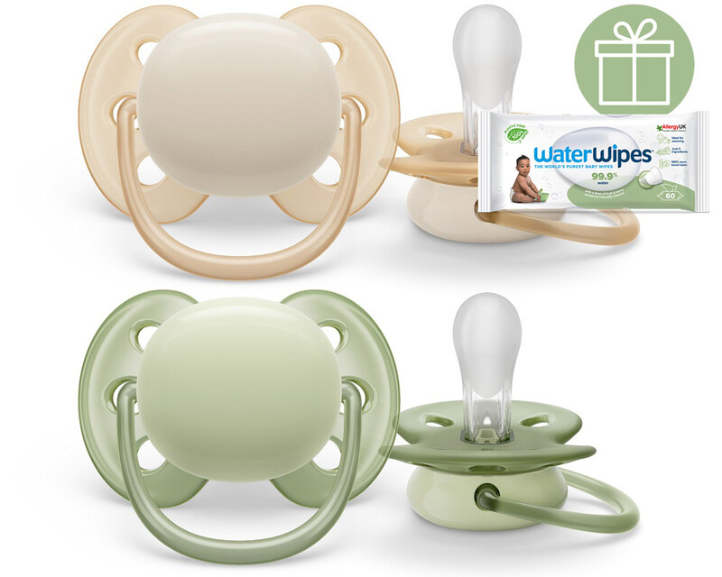 PHILIPS AVENT - Cumlík Ultrasoft Premium neutral 0-6m chlapec 2 ks+WW Soapberry 60ks