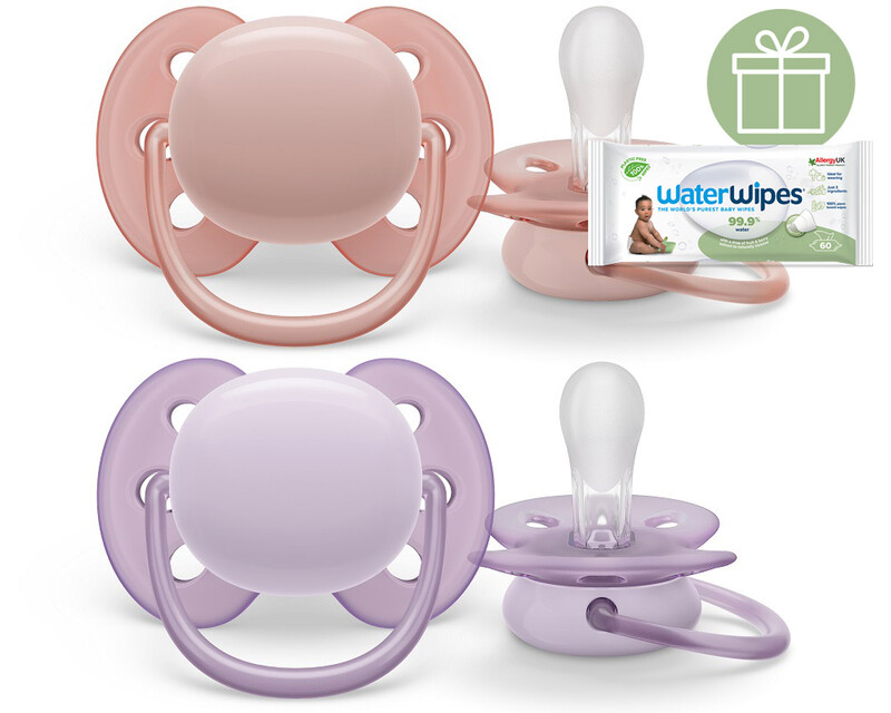 PHILIPS AVENT - Cumlík Ultrasoft Premium neutral 0-6m dievča 2 ks+WW Soapberry 60ks