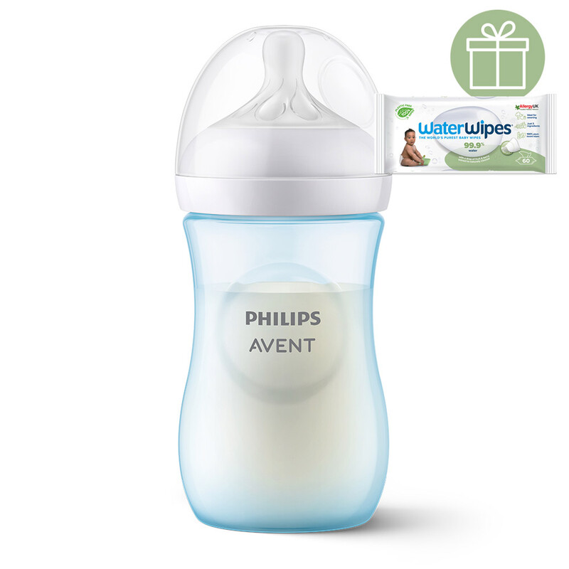 PHILIPS AVENT - Fľaša Natural Response 260 ml, 1m+ modrá+WW Soapberry 60ks