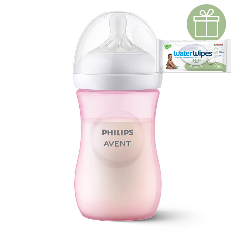 PHILIPS AVENT - Fľaša Natural Response 260 ml, 1m+ ružová+WW Soapberry 60ks