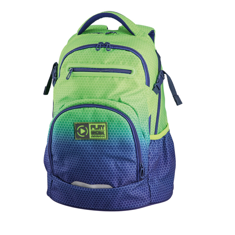 PLAY BAG - Školský batoh Apollo 241 Ergo Sunset - zelený/tmavomodrý