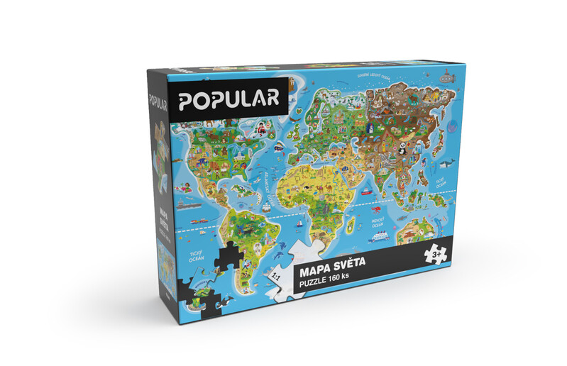 POPULAR - Puzzle - Mapa sveta, 160 ks – CZ