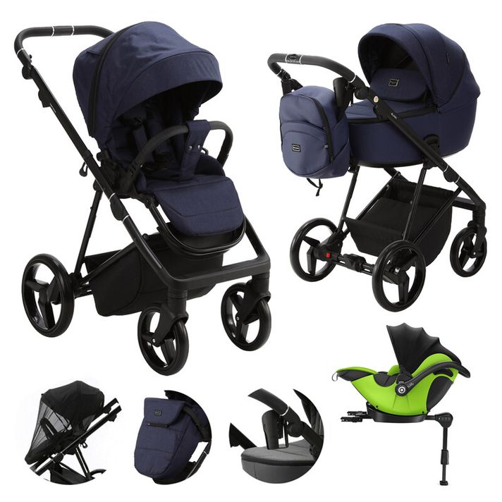 ADAMEX - Kočík kombinovaný Blanc Standard Blue + KIDDY Evoluna i-size 2 + základňa