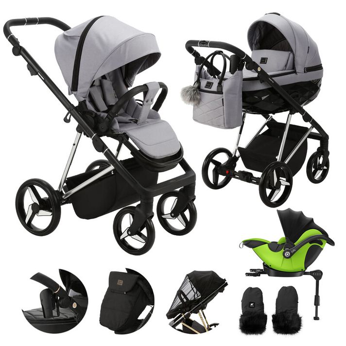 ADAMEX - Kočík kombinovaný Quantum Special Edition Grey/Silver + KIDDY Evoluna i-size 2 + základňa