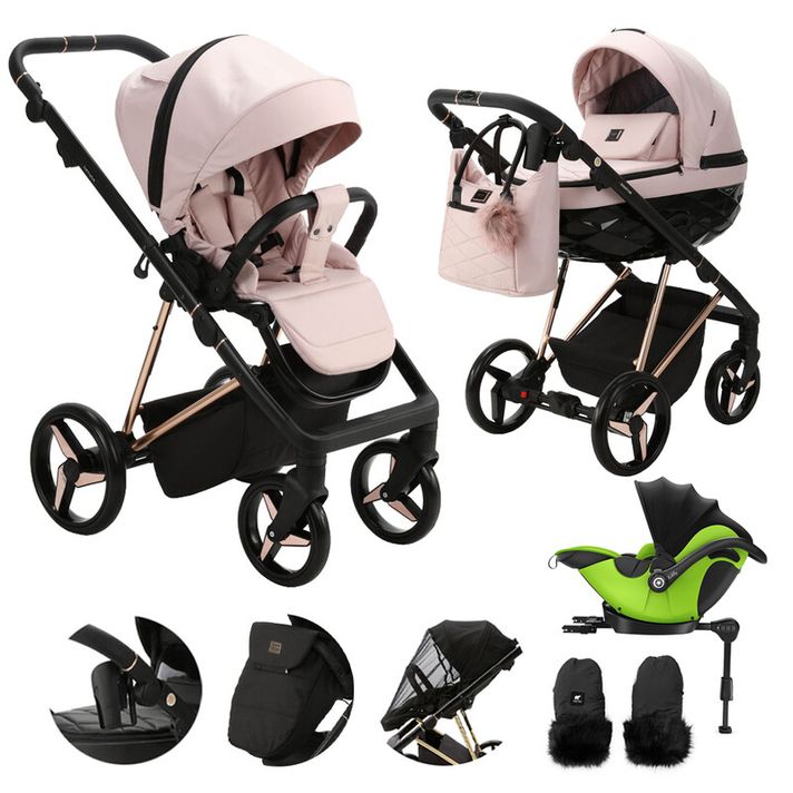 ADAMEX - Kočík kombinovaný Quantum Special Edition Pink/Rosegold + KIDDY Evoluna i-size 2 +základňa