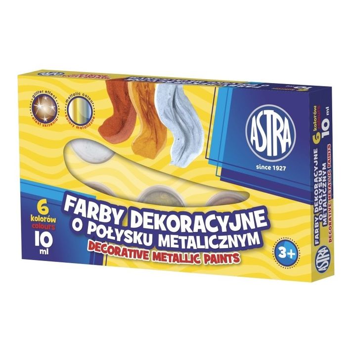 ASTRA - Dekoračné farby s kovovým odleskom 6x10ml, 83411900